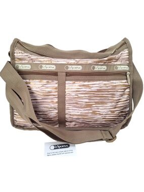 Lesportsac Taupe and Beige Printed (gold coast print) Crossbody Shoulder Bag